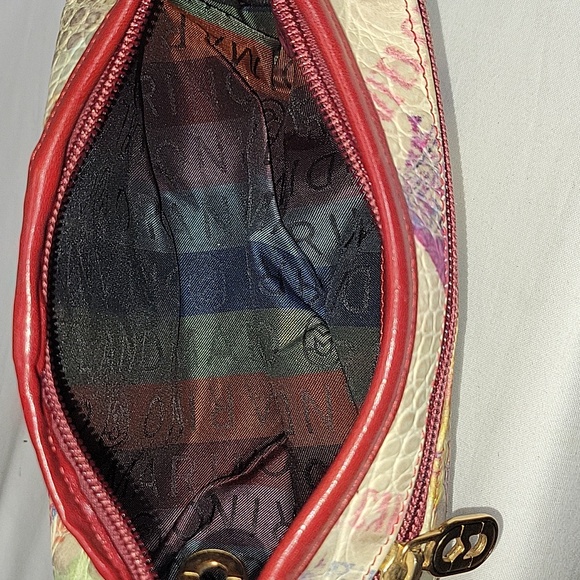 Marino Orlandi Italian Small Stylish Red and Cream Leather Shoulder Bag - Picture 12 of 16